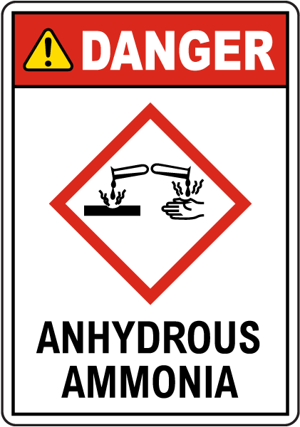 Danger Anhydrous Ammonia GHS Sign