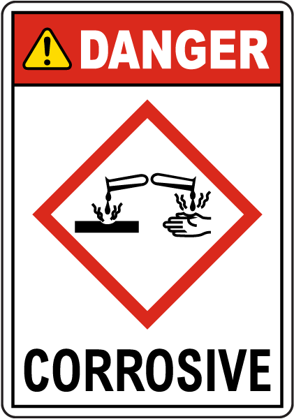 Danger Corrosive GHS Sign