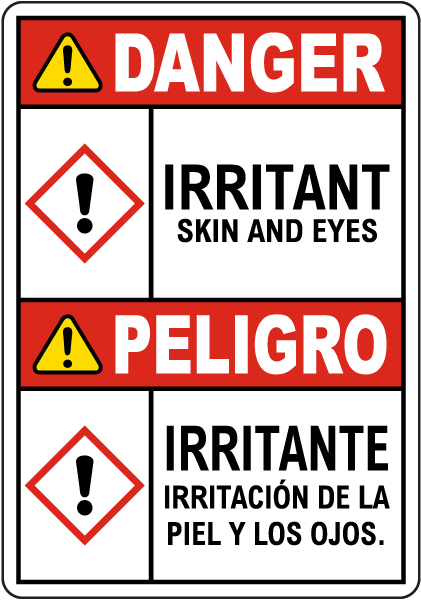 Bilingual Danger Irritant GHS Sign