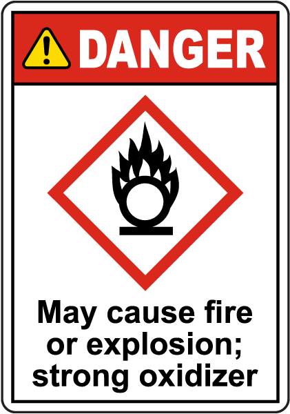 Danger May Cause Fire Or Explosion GHS Sign