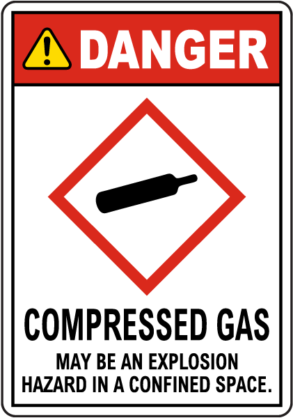 Danger Compressed Gas GHS Sign