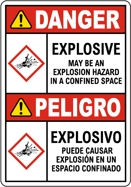 Bilingual Danger Explosive GHS Sign