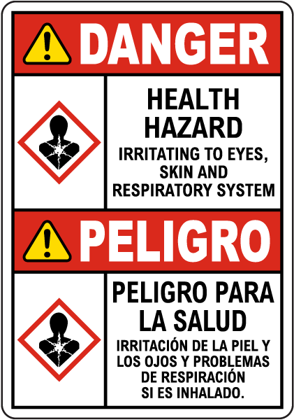 Bilingual Danger Health Hazard GHS Sign