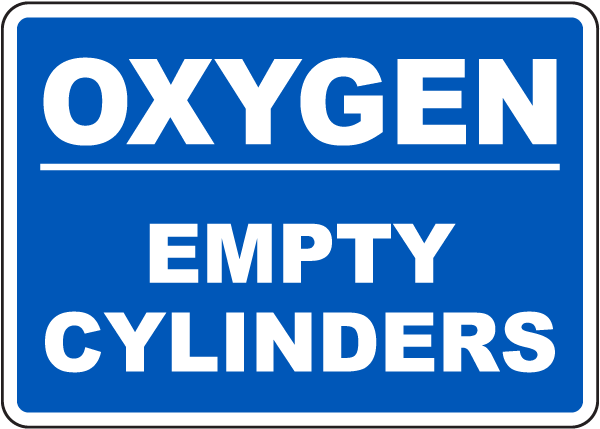 Oxygen Empty Cylinder Sign