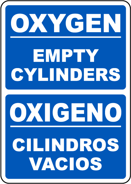 Bilingual Oxygen Empty Cylinder Sign
