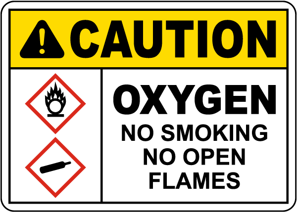 Caution Oxygen No Smoking No Open Flames Sign