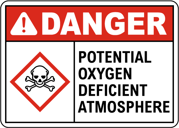 Danger Potential Oxygen Deficient Atmosphere Sign