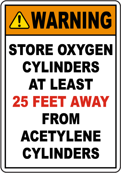 Warning Oxygen Cylinders Storage Sign