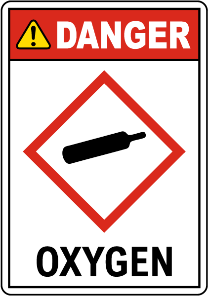 Danger Oxygen GHS Sign