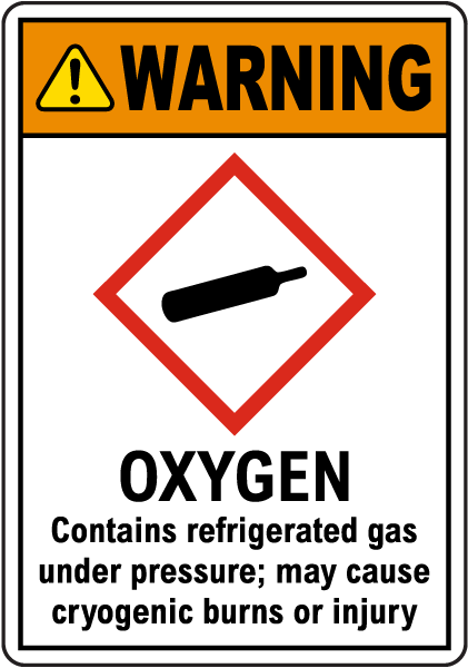 Warning Oxygen Contains Gas Under Pressure GHS Sign