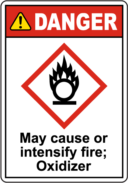 Danger May Cause Or Intensify Fire GHS Sign