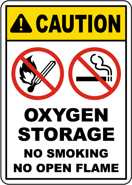 Caution Oxygen Storage Sign
