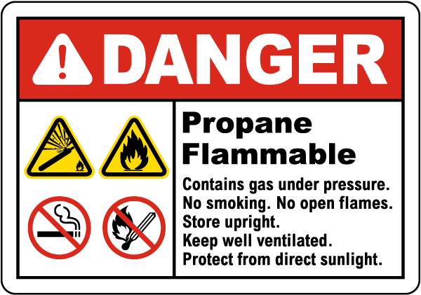 Danger Propane Flammable Sign