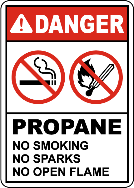Danger Propane No Smoking No Sparks No Open Flames Sign