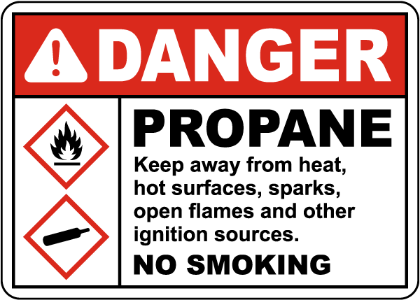 Danger Propane Keep Away No Smoking Sign