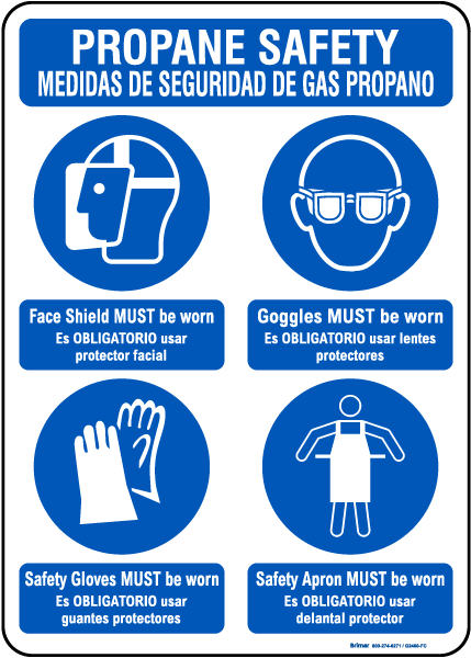Bilingual Propane Safety Personal Protection Sign