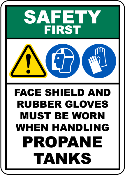 Safety First PPE Required When Handling Propane Tanks Sign