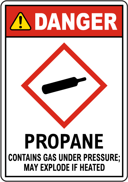 Danger Propane Contains Gas Under Pressure GHS Sign