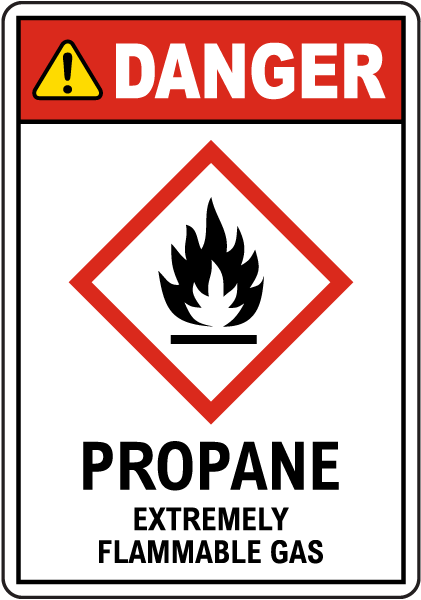 Danger Propane Extremely Flammable Gas GHS Sign