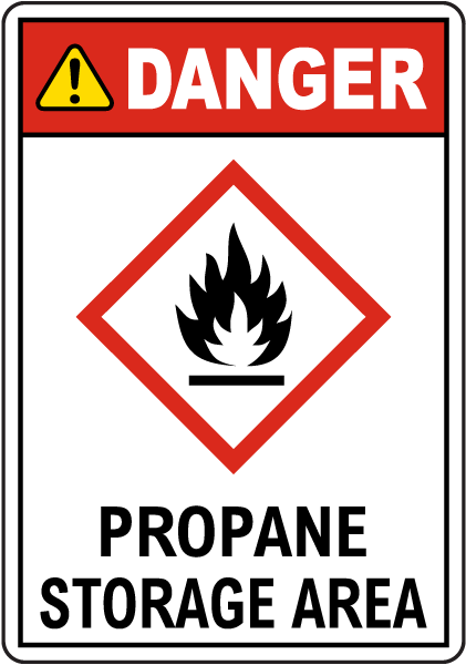 Danger Propane Storage Area GHS Sign