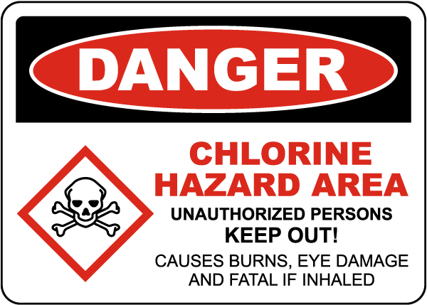 Danger Chlorine Hazard Area Sign