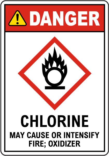 Danger Chlorine May Cause Or Intensify Fire GHS Sign
