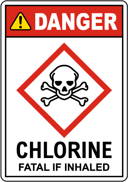 Danger Chlorine Fatal If Inhaled GHS Sign