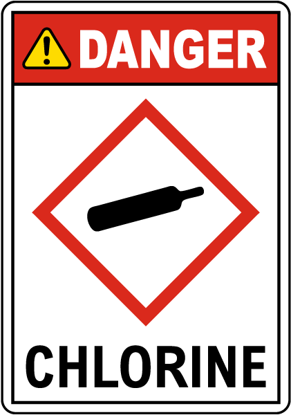 Danger Chlorine Compressed Gas GHS Sign