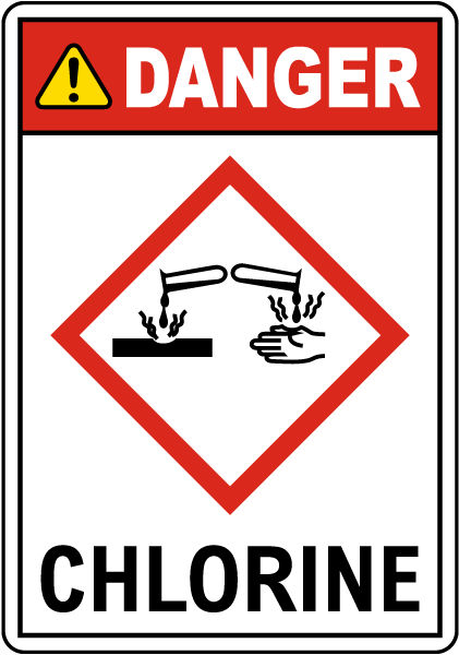 Danger Chlorine Corrosive GHS Sign