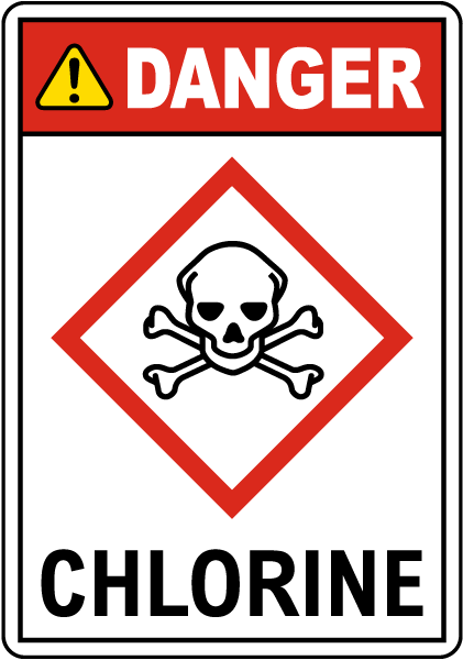 Danger Chlorine Toxic GHS Sign