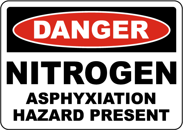 Danger Nitrogen Asphyxiation Hazard Sign