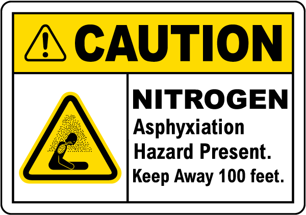 Caution Nitrogen Asphyxiation Hazard Present Sign