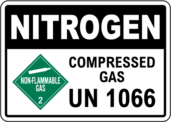 Nitrogen Compressed Gas UN 1066 Sign