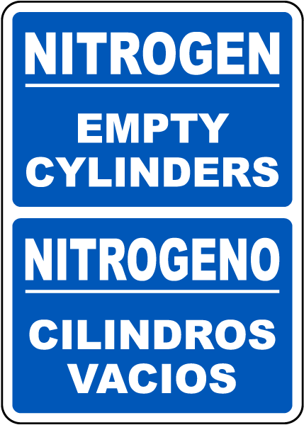 Bilingual Nitrogen Empty Cylinders Sign