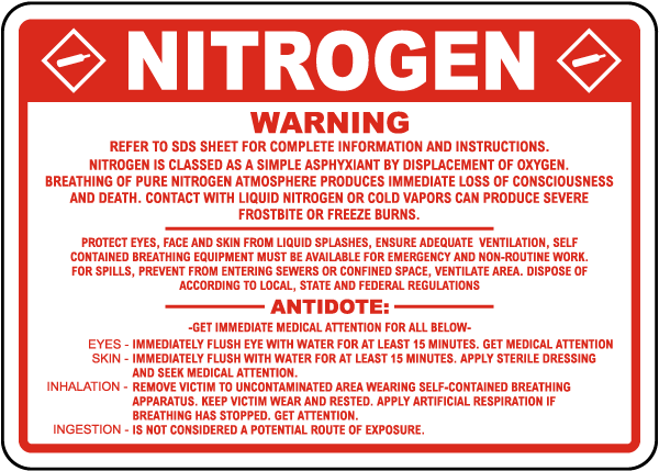 Nitrogen Hazardous Material Instruction Sign