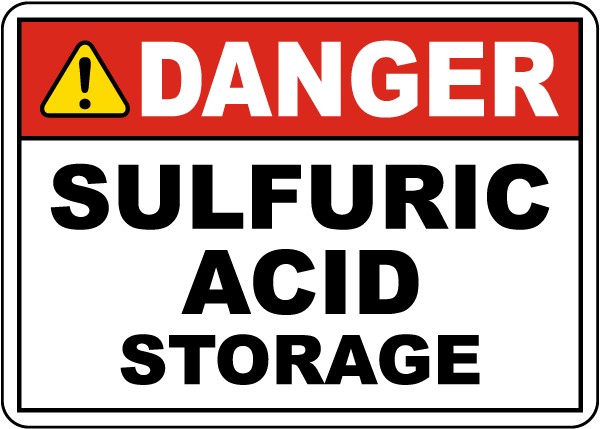 Danger Sulfuric Acid Storage Sign