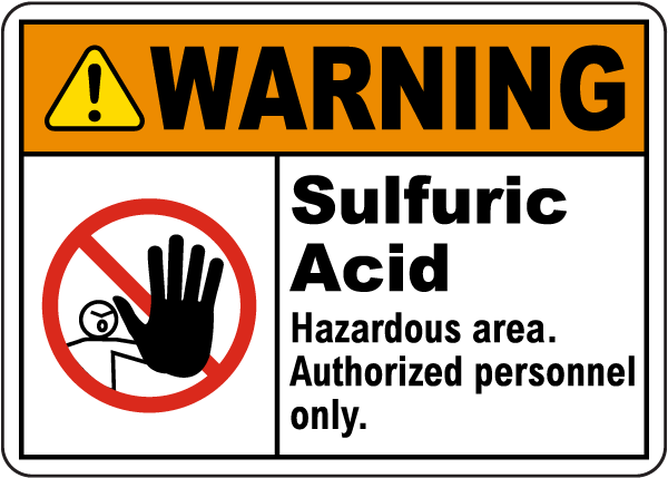Warning Sulfuric Acid Hazardous Area Sign