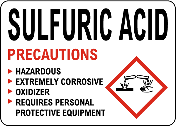 Sulfuric Acid Precautions Sign