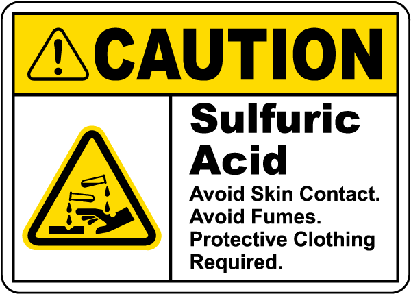 Caution Sulfuric Acid Avoid Prevention Sign