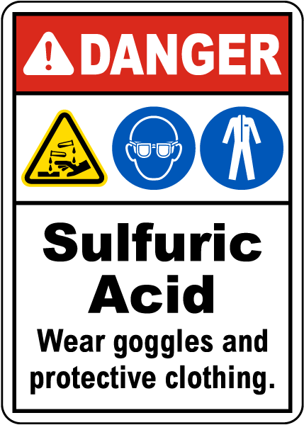 Danger Sulfuric Acid Wear Goggles And Protective Clothing Sign
