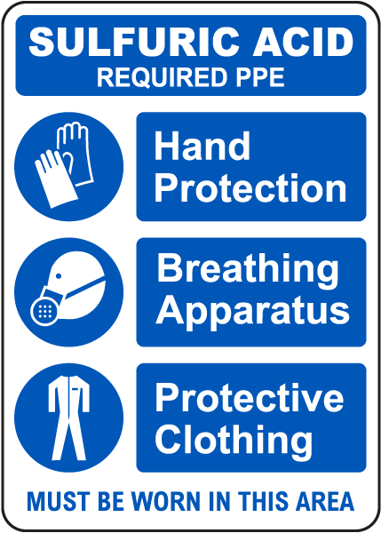 Sulfuric Acid PPE Must Be Worn In This Area Sign