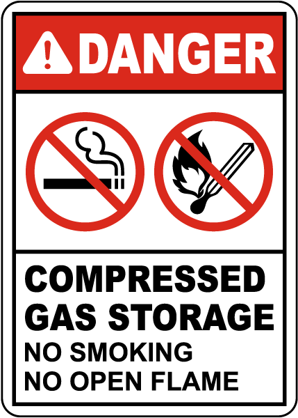 Danger Compressed Gas Storage Sign