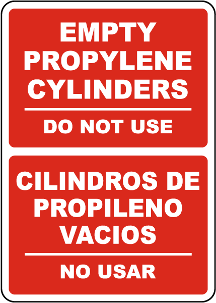 Bilingual Empty Propylene Cylinders Sign