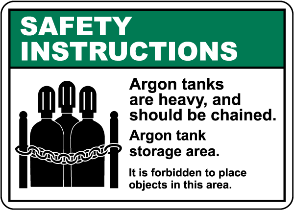 Safety Instructions for Argon Tanks Sign