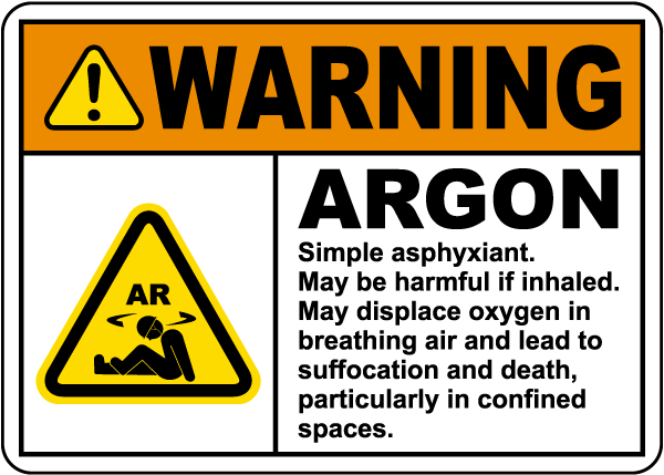 Warning Argon Simple Asphyxiant Sign