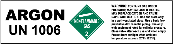 Non-Flammable Argon Label