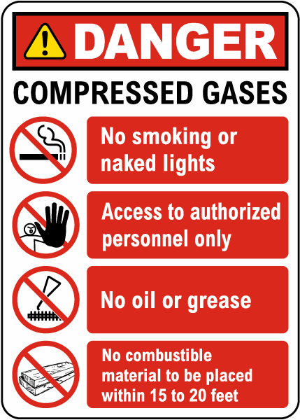 Danger Compressed Gases Sign