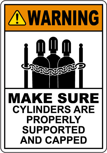 Warning Cylinders Supported And Capped Sign