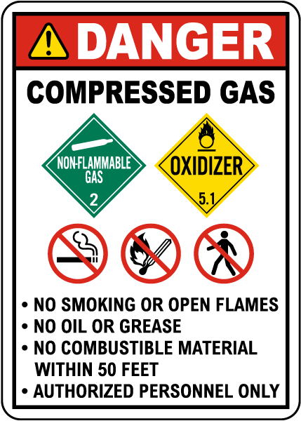 Danger Compressed Gas Sign