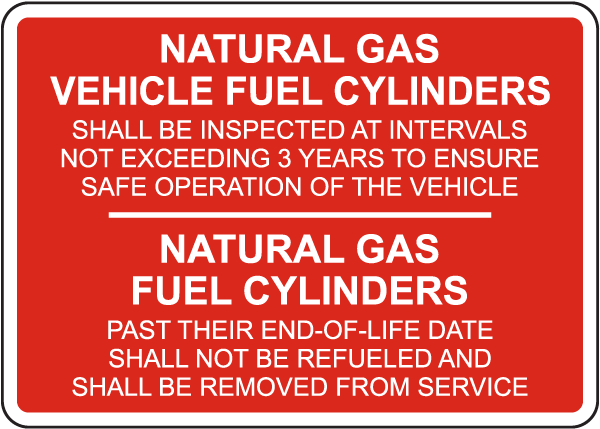 Natual Gas Fuel Cylinders Instructions Sign